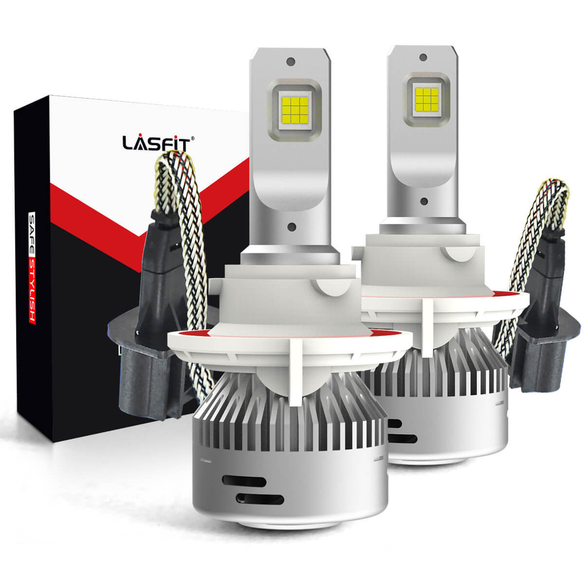 LASFIT H13 9008 LED Headlight bulb 6000LM Bright Conversion Kit Pure White 6000K