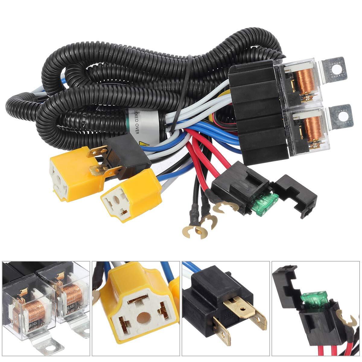 2pcs MAX 80A H4 Headlamp Light Plug H4 Headlight Relay Wiring Harness Kits