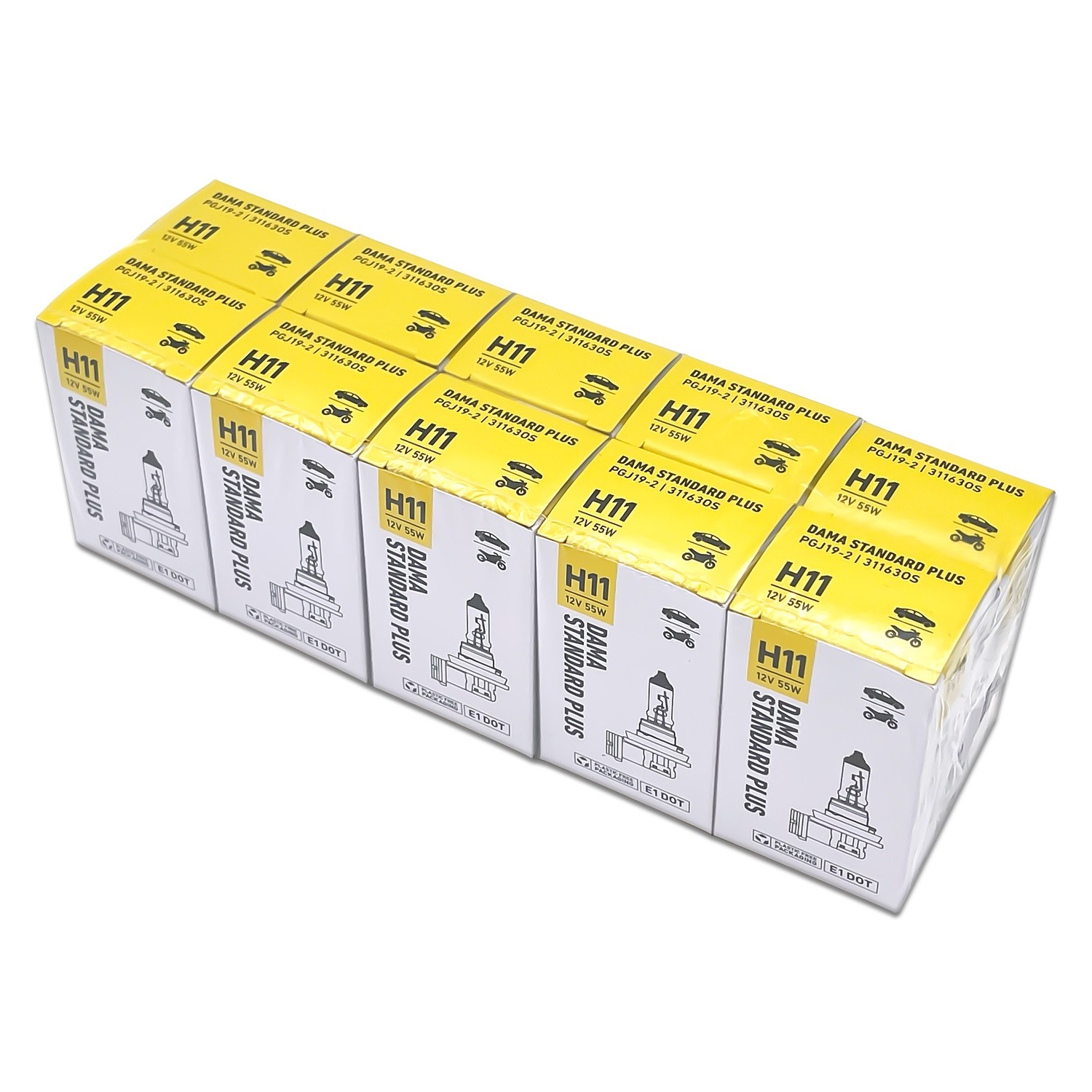 DAMA Standard Plus H11 High Low Fog 3200K 1400lm Street Legal Bulk Pack of 10