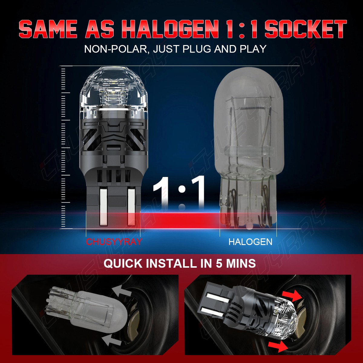 White/Amber High Power 16-SMD 7443 Switchback LED Bulbs FIT Turn Signal Lights