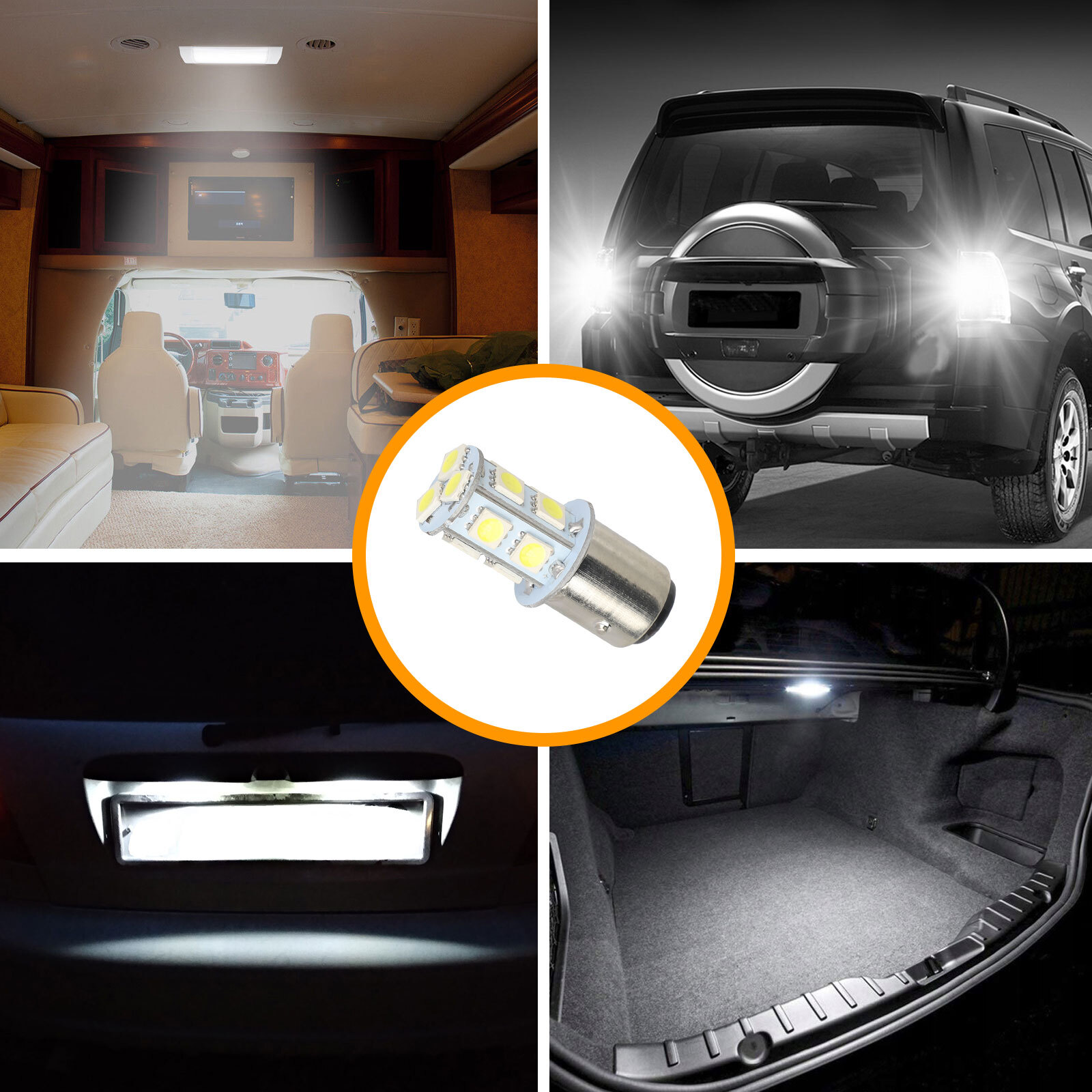 10x 6500K White 1157 Bay15d 13-SMD LED Car Truck Tail Brake Stop Light Bulb 12V