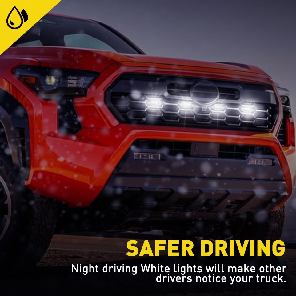 LED Lights Bumper Grille White/Amber Smoked Len For 2024 2025 Toyota Tacoma TR D