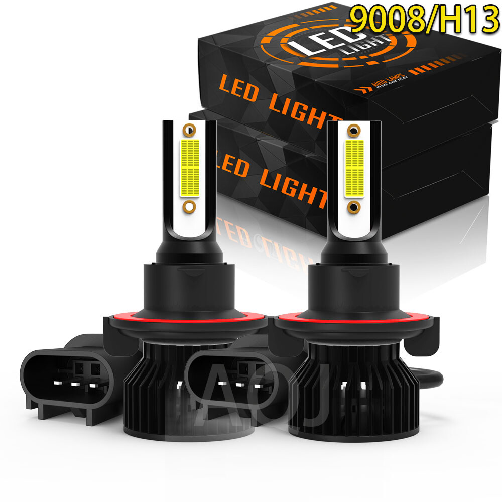 H13 9008 LED Headlight Bulbs Kit 100W 20000LM Hi/Lo Beam Super Bright White