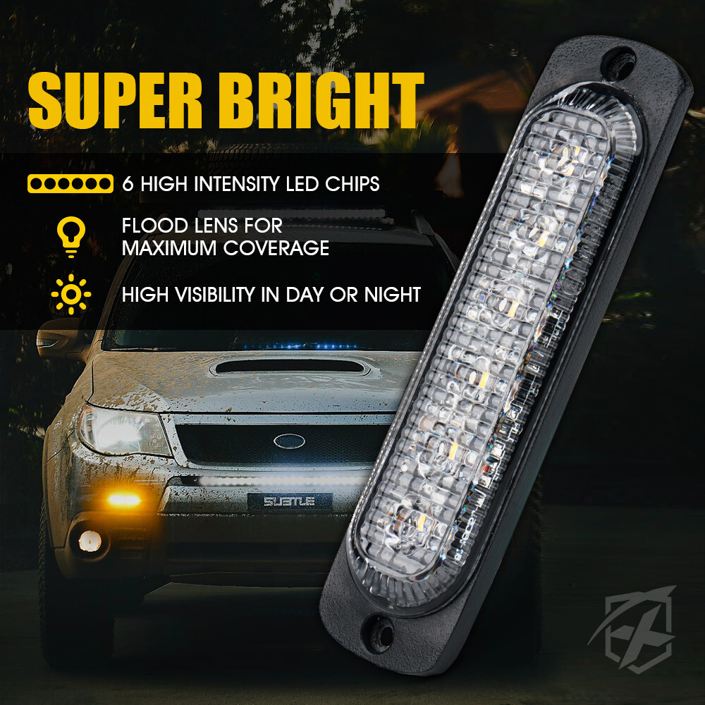 6LED Side Marker Headlight Strobe Lights Bar Emergency Yellow / Amber 8 Pods Set