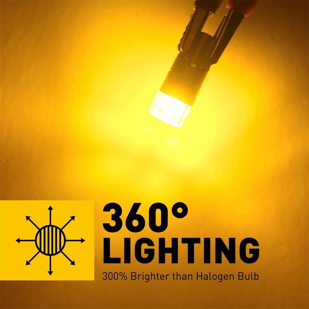 168 194 T10 LED Side Marker Light Bulbs Amber Yellow Super Bright CANBUS 1~10Set