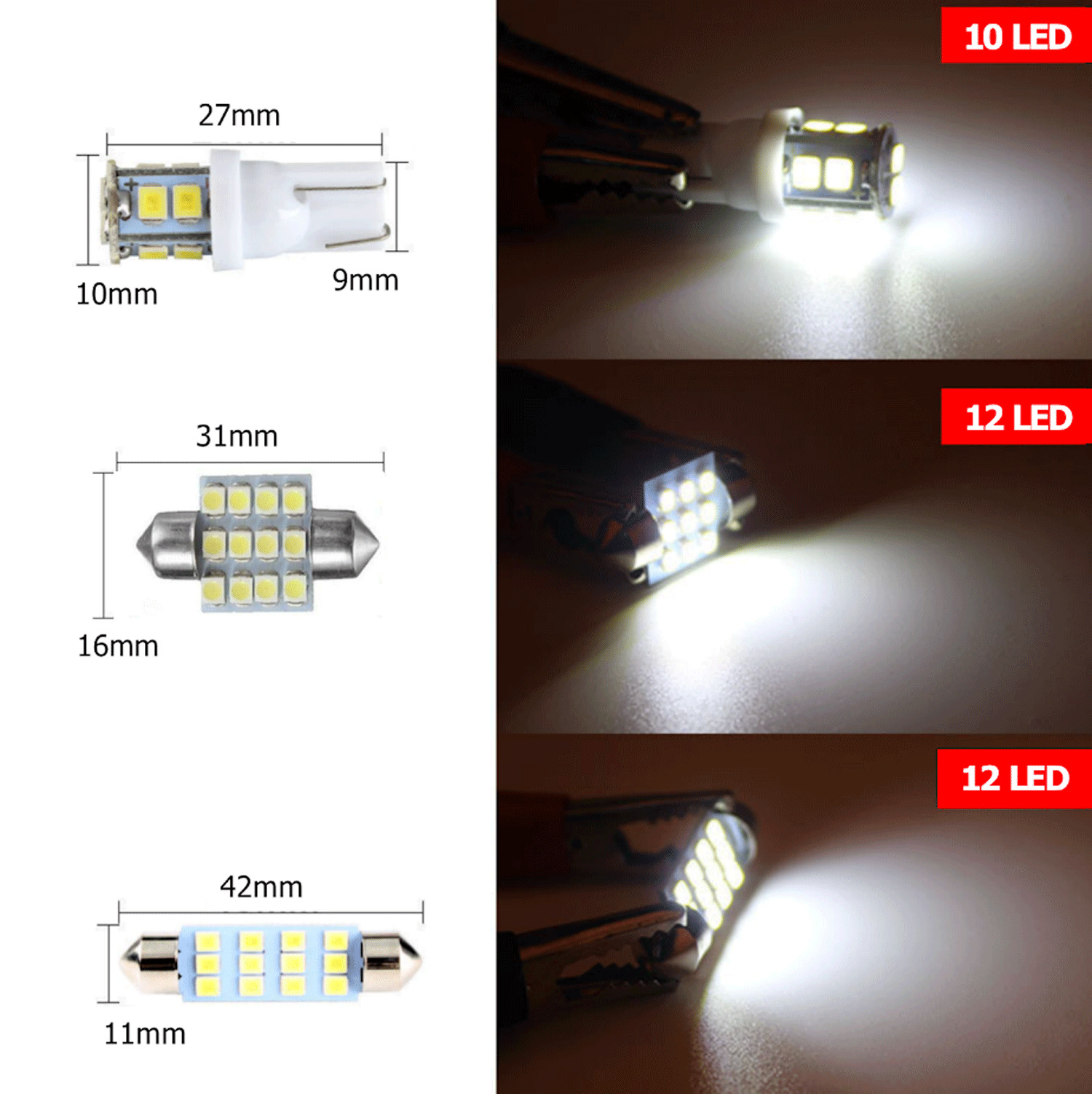 20x LED Interior Lights Bulbs Kit Car Trunk Dome License Plate Lamps 6000K