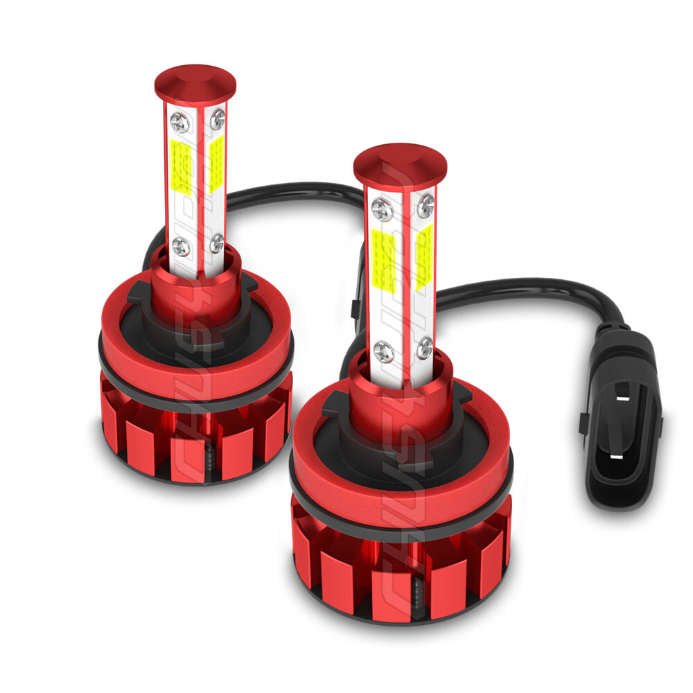 4-Sides LED Headlight Bulbs Conversion Kit 9005 + H11 High Low Beam Bright White