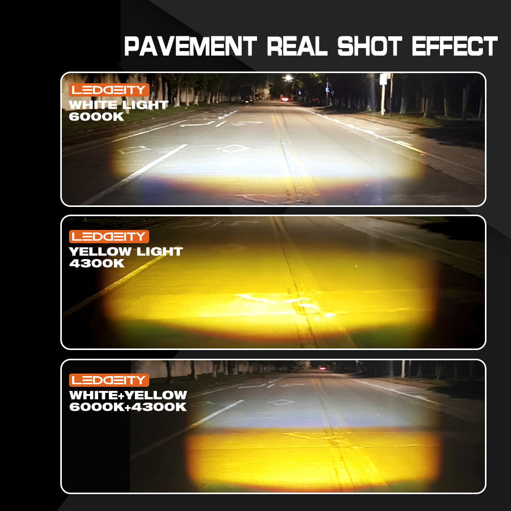 Pair White/Yellow Dual Color 120W Mini LED Projector Lens Driving Fog Lights