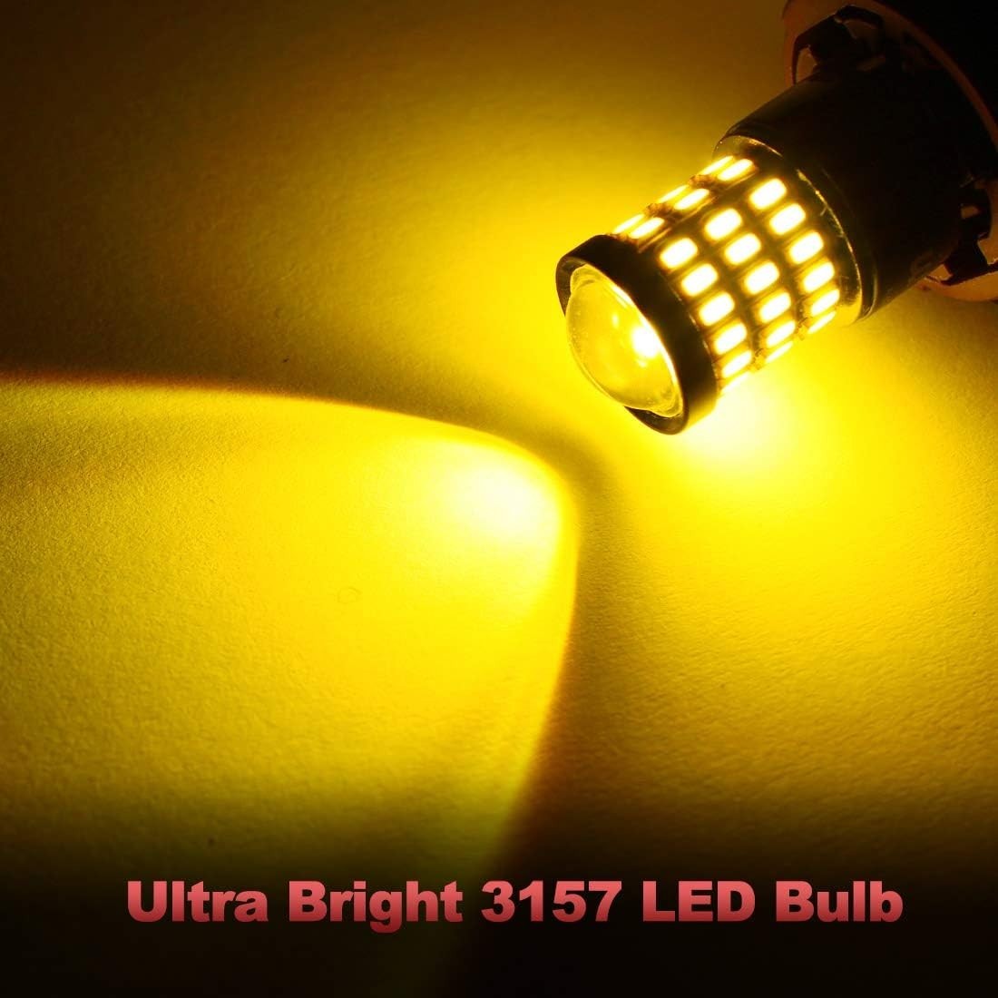 Plug & Play 3157 Amber LED Bulbs for Front/Rear Turn Signals – 50000 Hours Life