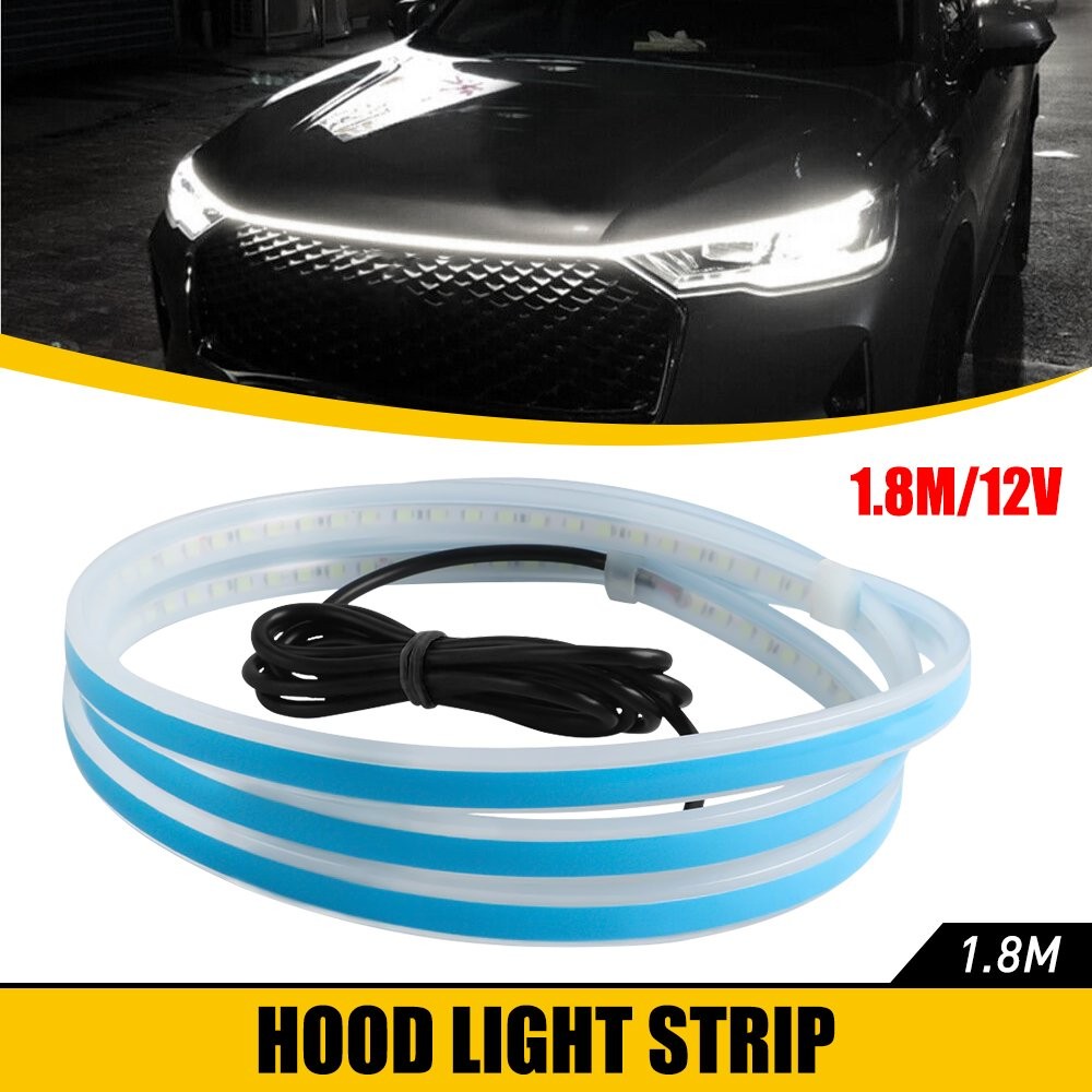 1.8m White LED Car Hood Daytime Running Light Strip Waterproof Flexible Lamp 12V