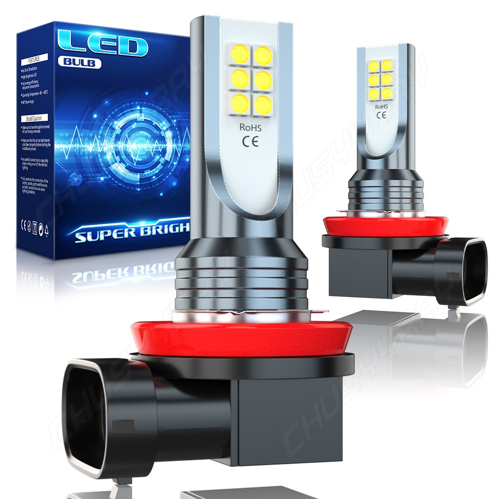 9005 H11 LED Headlights High Low Beam + Fog Lights Bulbs Kit Pure White Bright