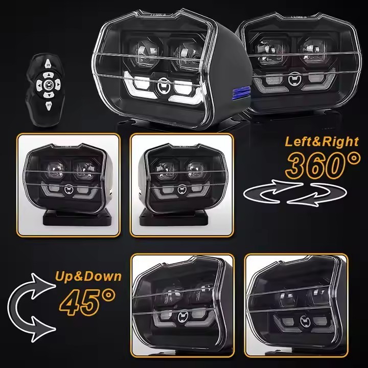 LED Search light Wireless 360° Remote Control Spotlight for Offroad Truck Marine