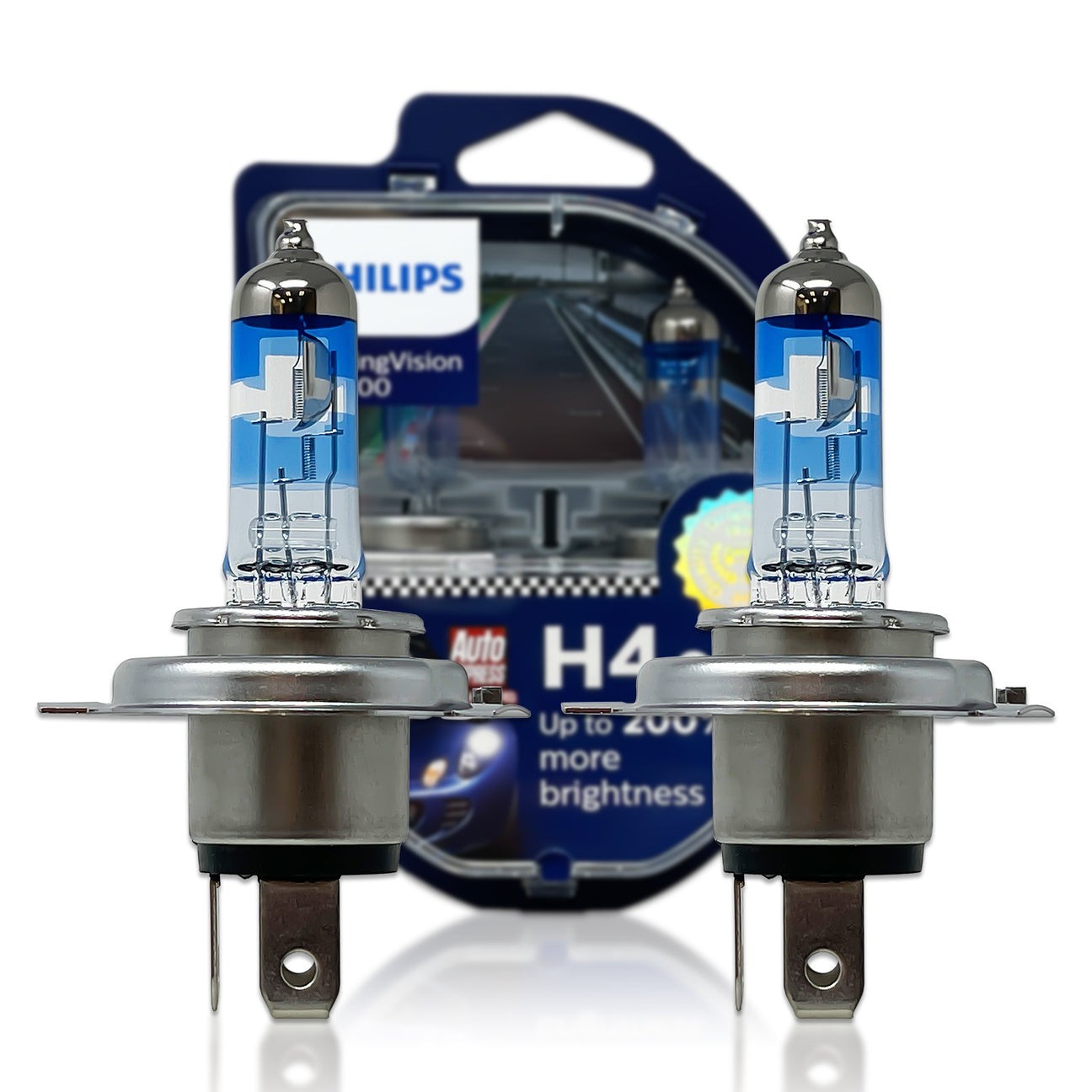 Philips H4 9003 RacingVision GT200 Headlight Halogen Bulbs 12342RGTS2 Pack of 2