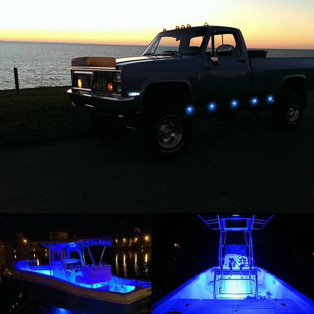 10x Marker Lights 3/4″ 12V LED Truck Trailer Round Side Bullet Blue Light Lamps