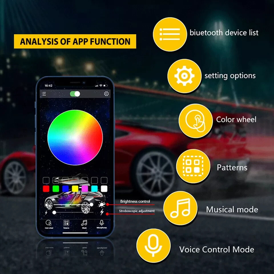 Symphony DreamColor LED Car Interior Acrylic Guide Fiber Ambient Light 22 in 1
