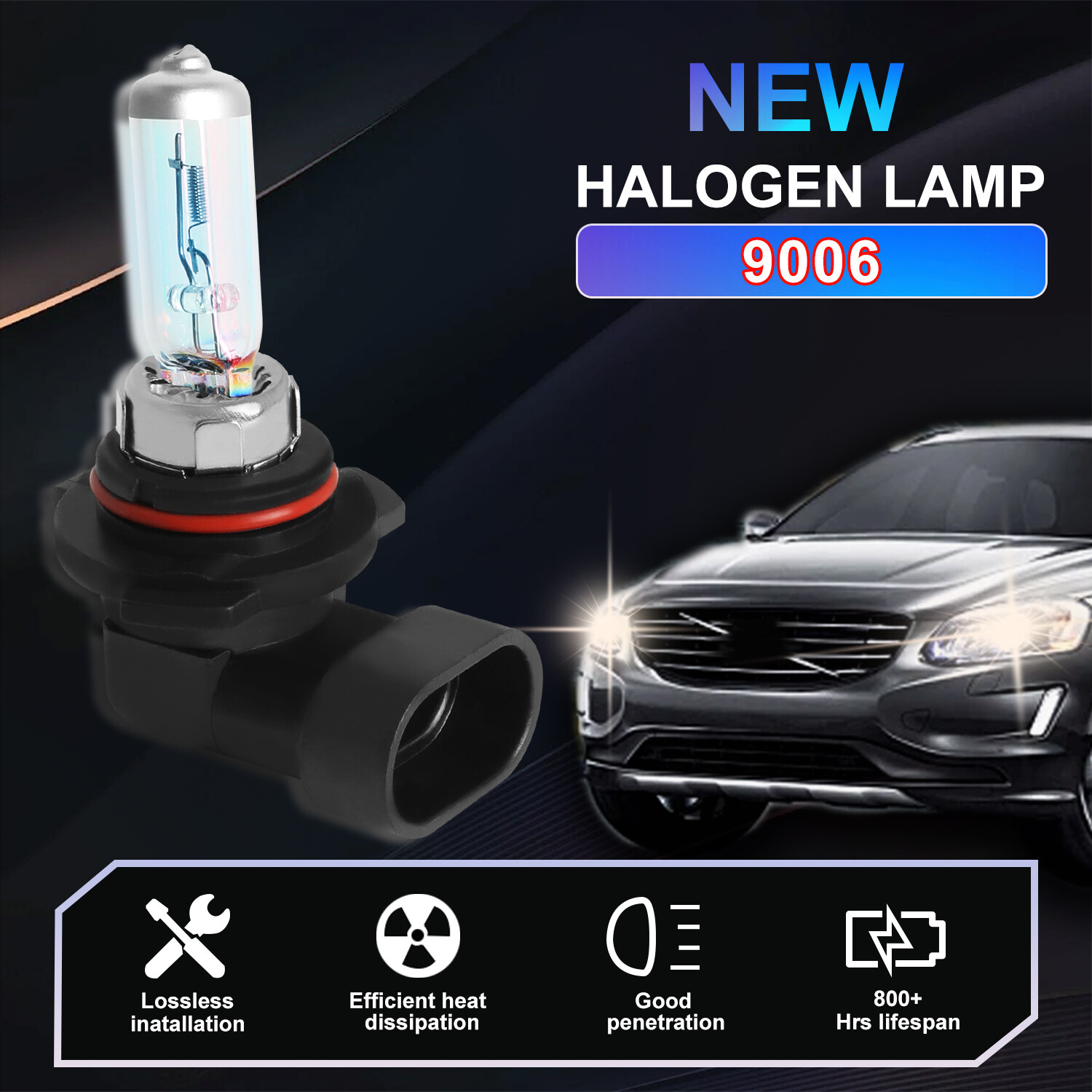 9005+9006 Headlight Halogen High Low Beam Bulb 4200K Warm White Replacement Kit