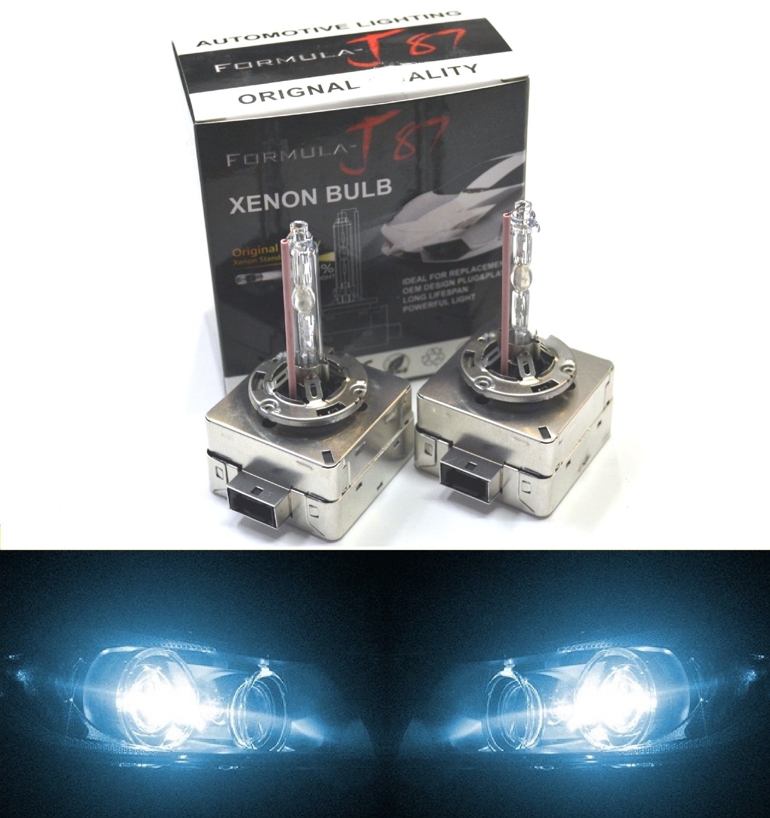 HID Xenon D1S Two Bulbs Head Light 8000K Icy Blue Bi-Xenon Replacement Plug Play