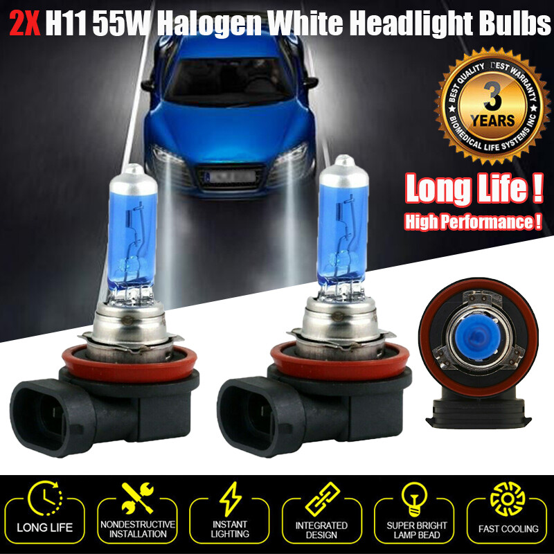 2PCS H11 55W 12V Halogen Low Beam Headlight Fog Driving Light Bulbs Xenon White
