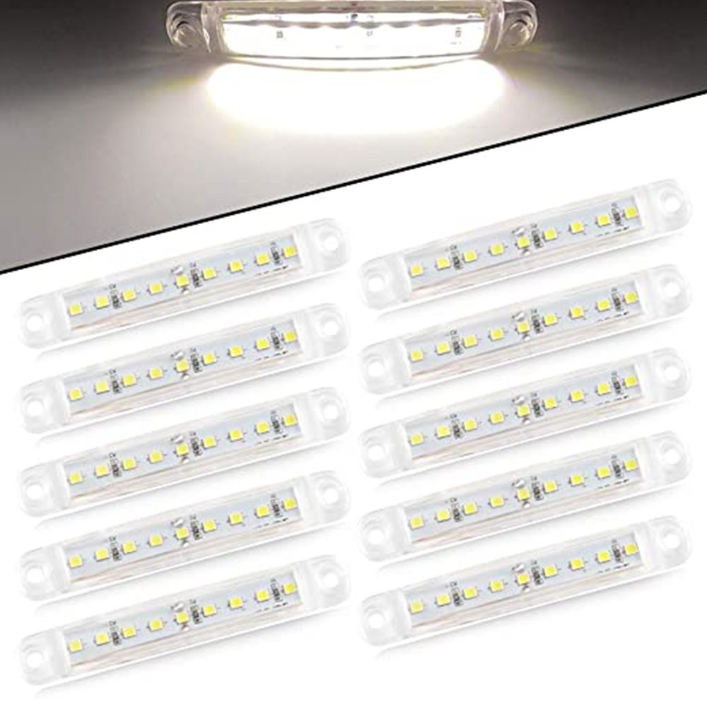 10Pcs 12V Marker Lights LED Car Truck Trailer Clearance Side Light White Lamps
