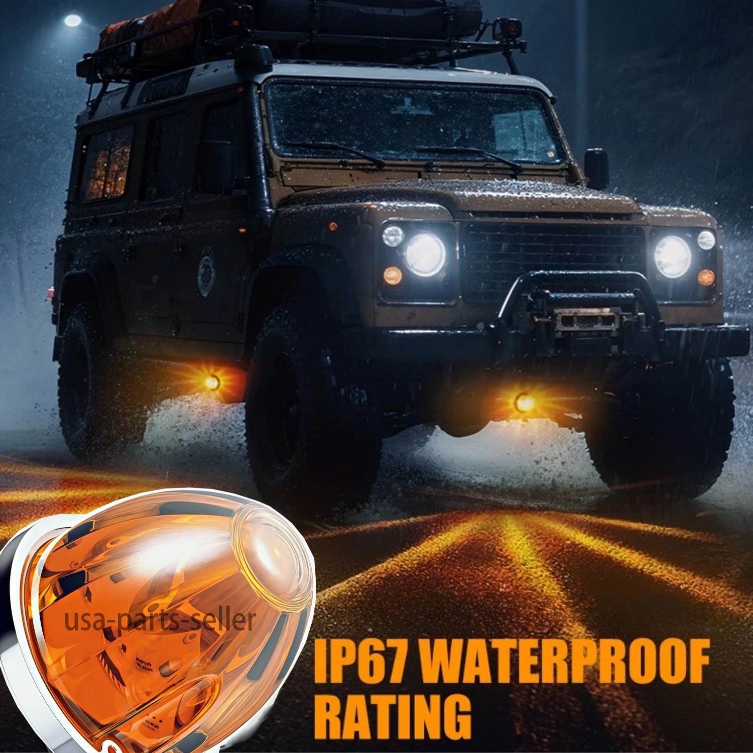2x Amber LED Watermelon Lights Side Marker Truck Trailer Turn Signal Strobe Lamp
