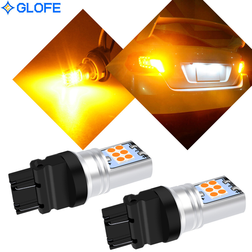 2X 3157 LED 3000K Amber Yellow Turn Signal Parking DRL High Power Light Bulbs