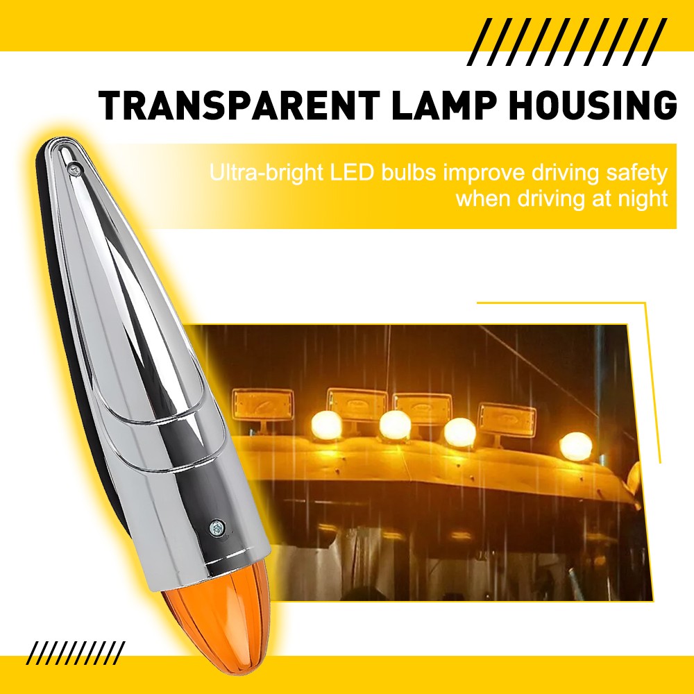 5x Amber 17-LED Torpedo Cab Marker Roof Light For Peterbilt Kenworth Mack trucks