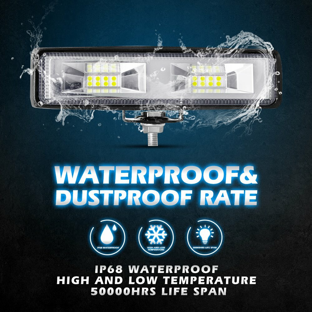 10PCS 6 Inch 48W LED Work Lights Driving Fog Flood Beam Light Bar Offroad SUV