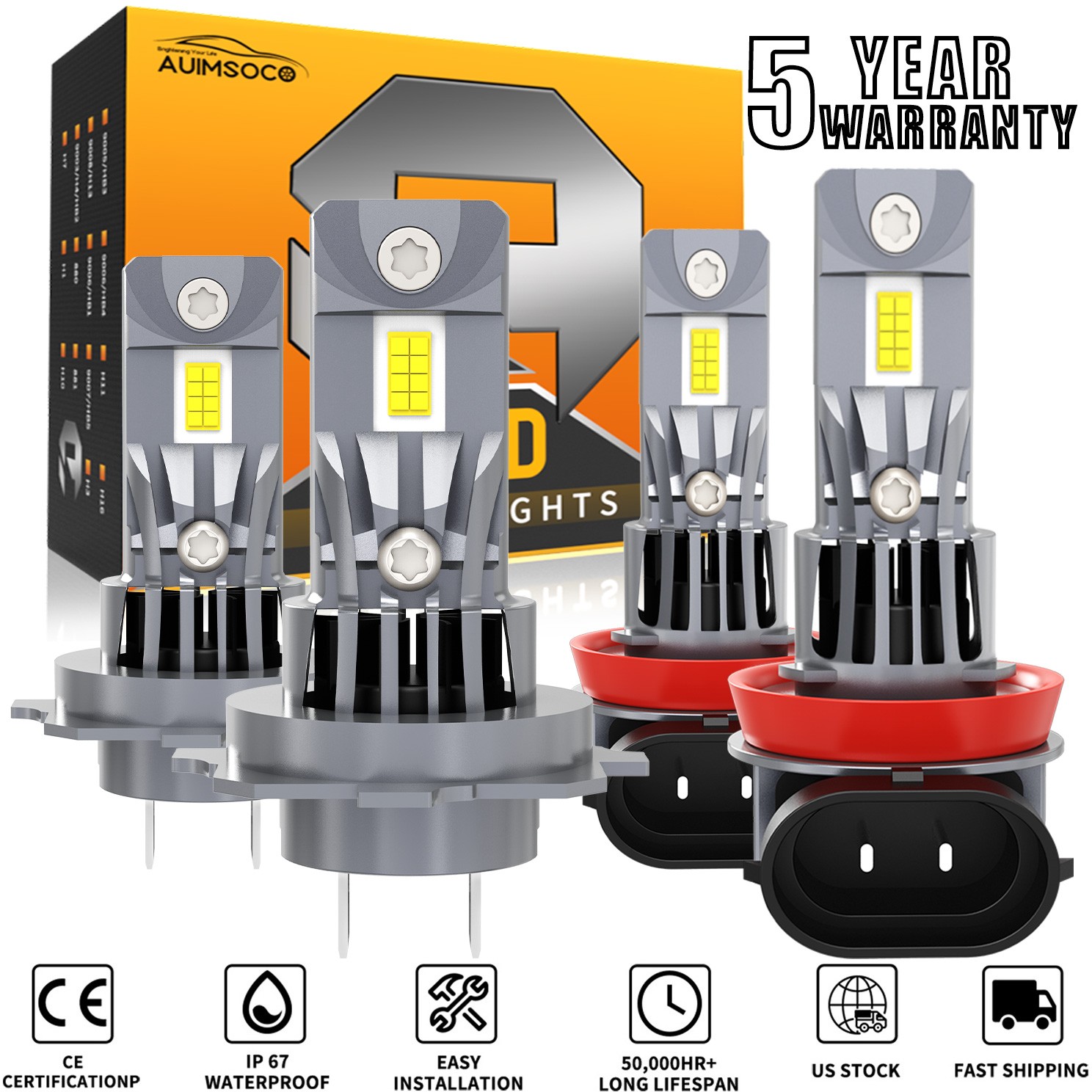 For Volvo XC90 2003-2014 6000K Combo H7 H11 LED Headlights High Low Beam Bulb