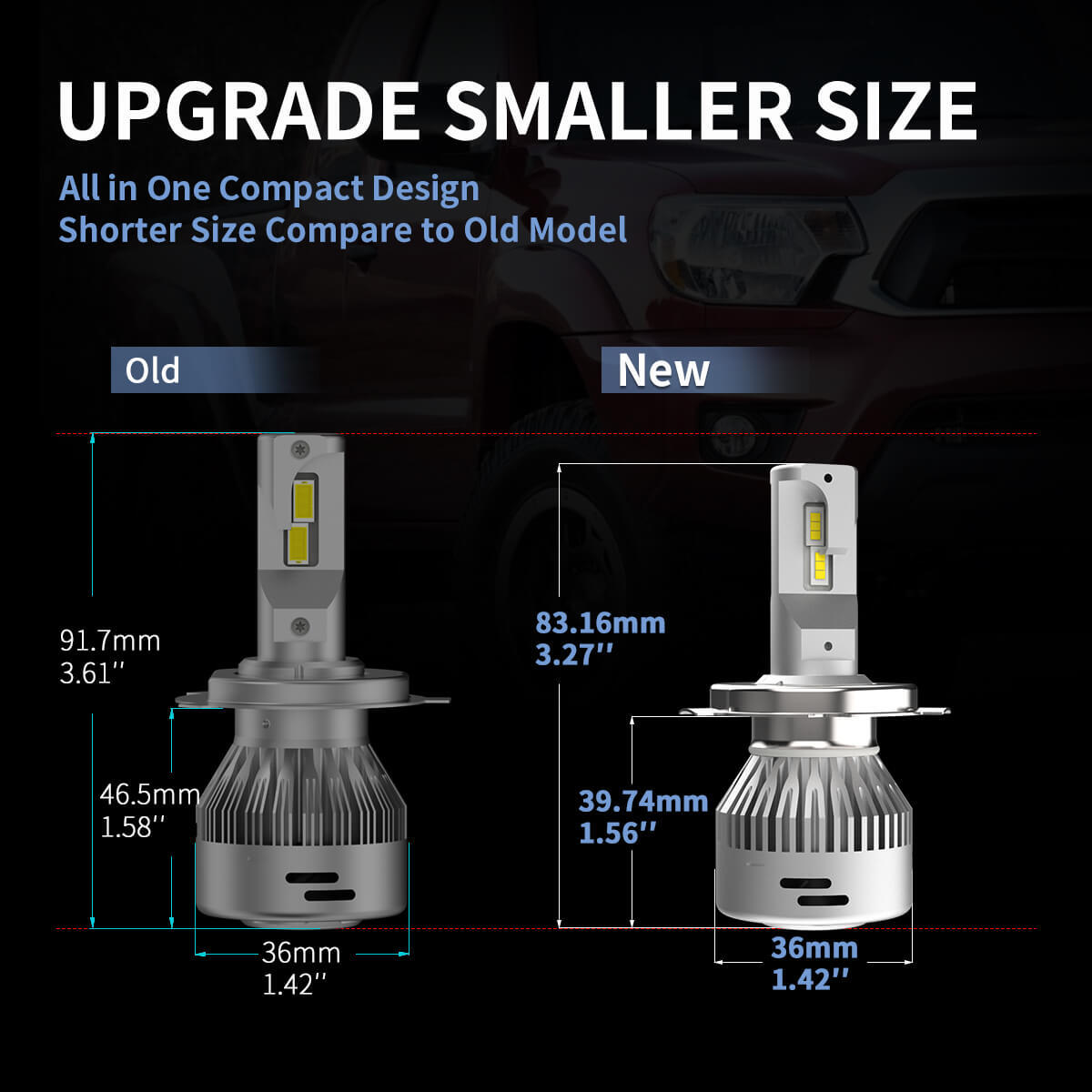 9003 H4 LAplus LED Headlight Bulbs Kit 60W 6000LM Hi/Lo Beam Super Bright White