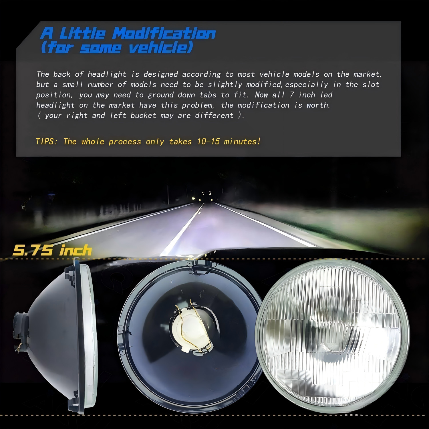 4PCS 5.75″ LED Headlights Hi/Lo DRL Beam for Chevy Chevelle Malibu Corvette 1965