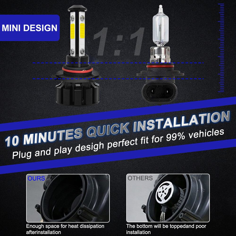 Combo 9005 9006 White 6000K 60000LM LED Headlight Kit Bulb High Low Beam QQ47