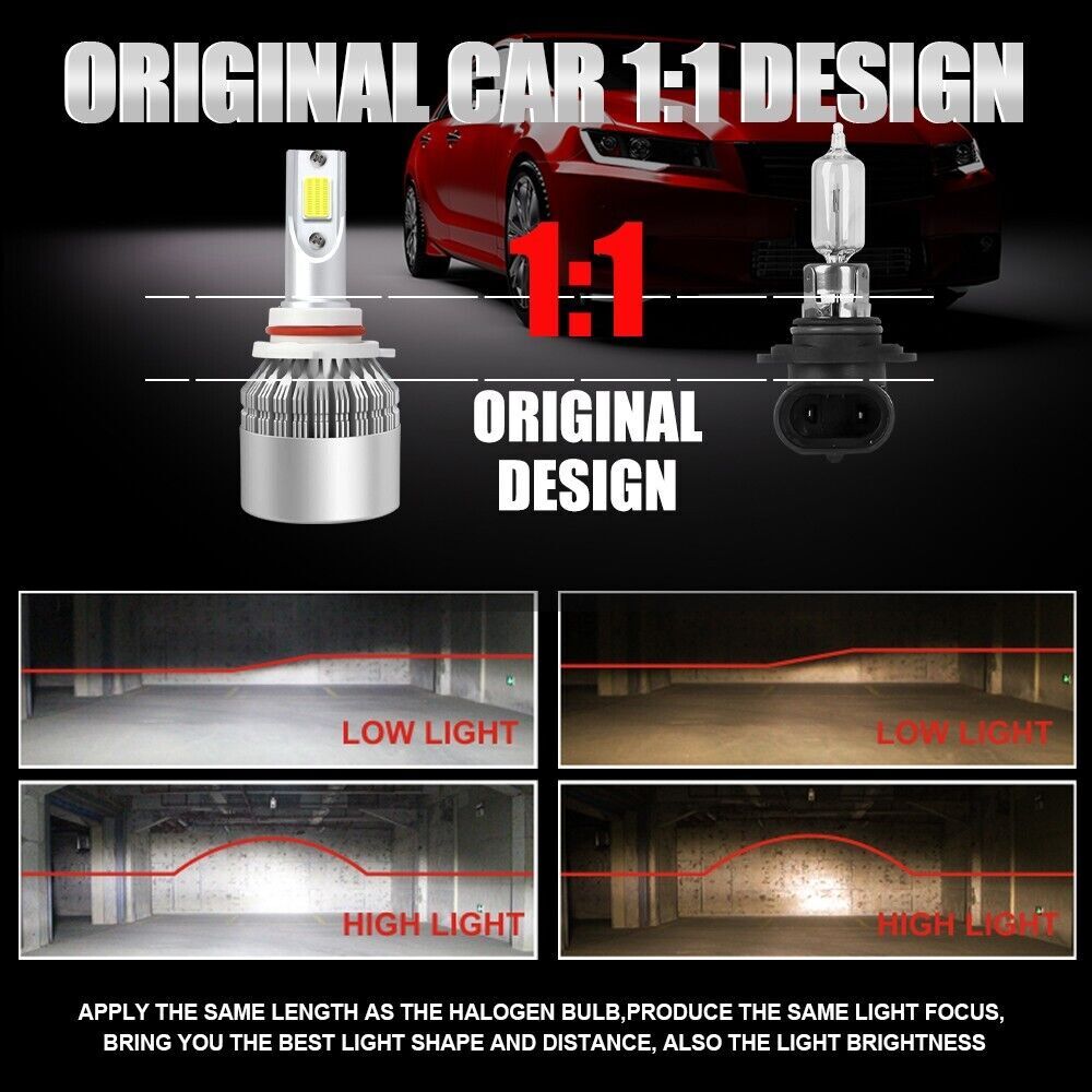 9005 H10 HB3 LED Headlight or Fog Light Kit High Beam Bulbs 720000LM 6000K White