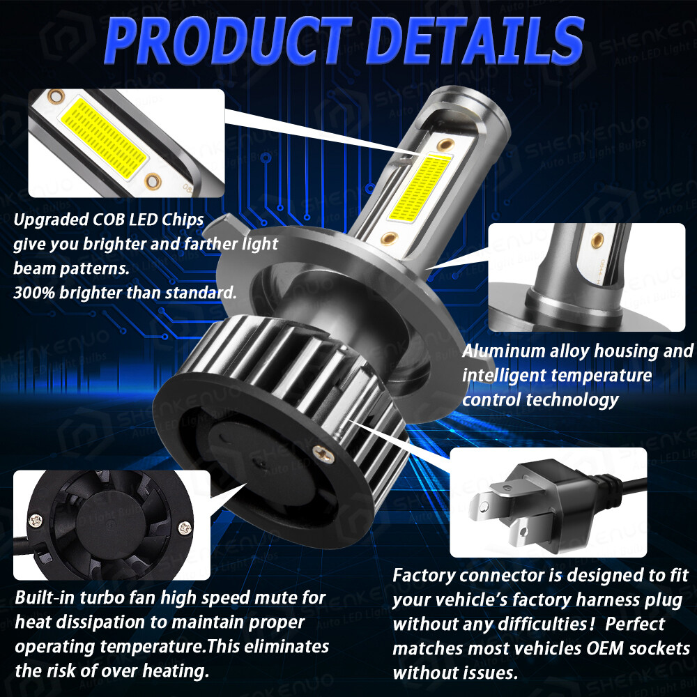 LED Headlight High Low Beam Fog Light Bulbs 6500K For Toyota Tundra 2014-2021 4x