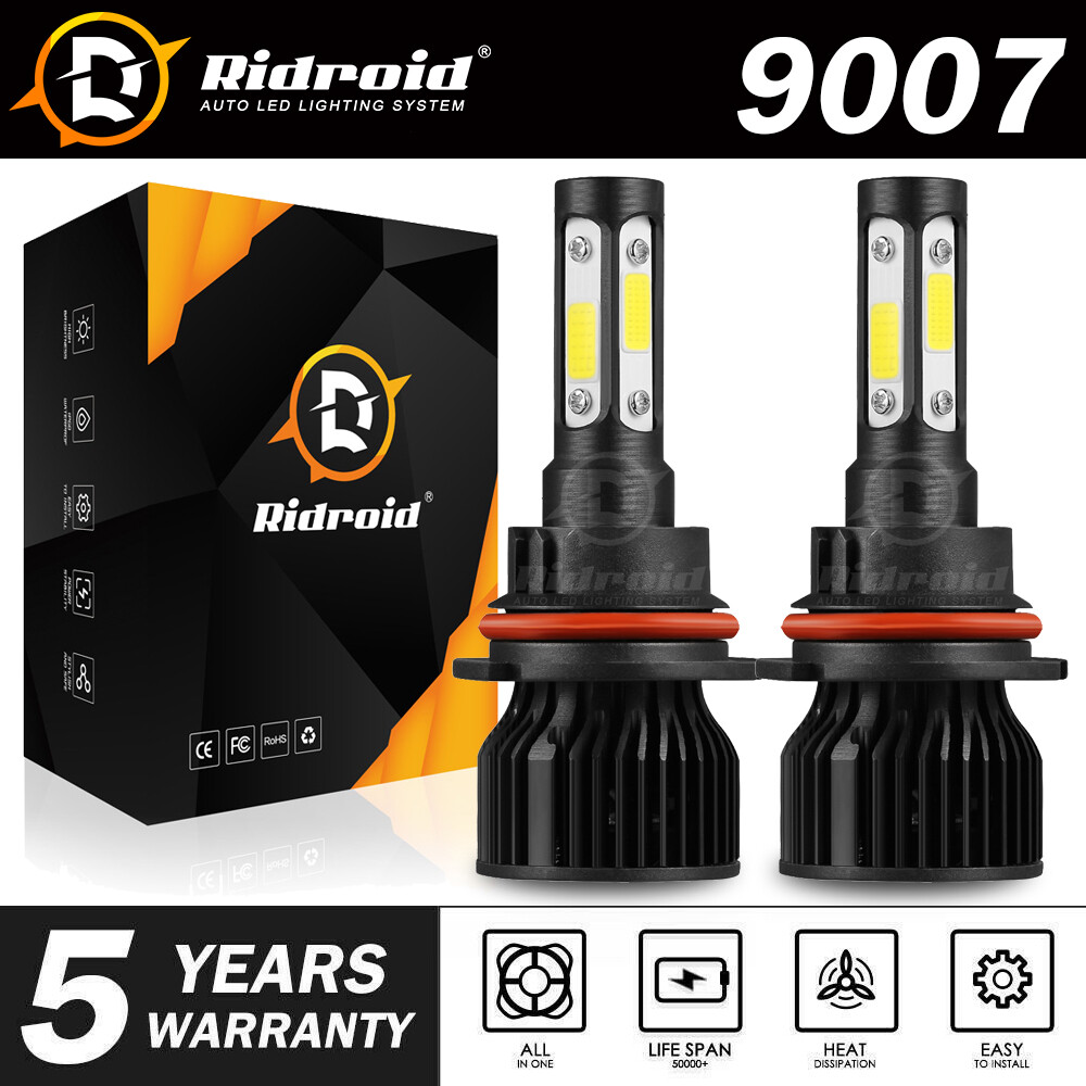 4-sides 9007 LED Headlights Kit 2400W 360000LM Hi-Lo Beam Bulbs 6000K White