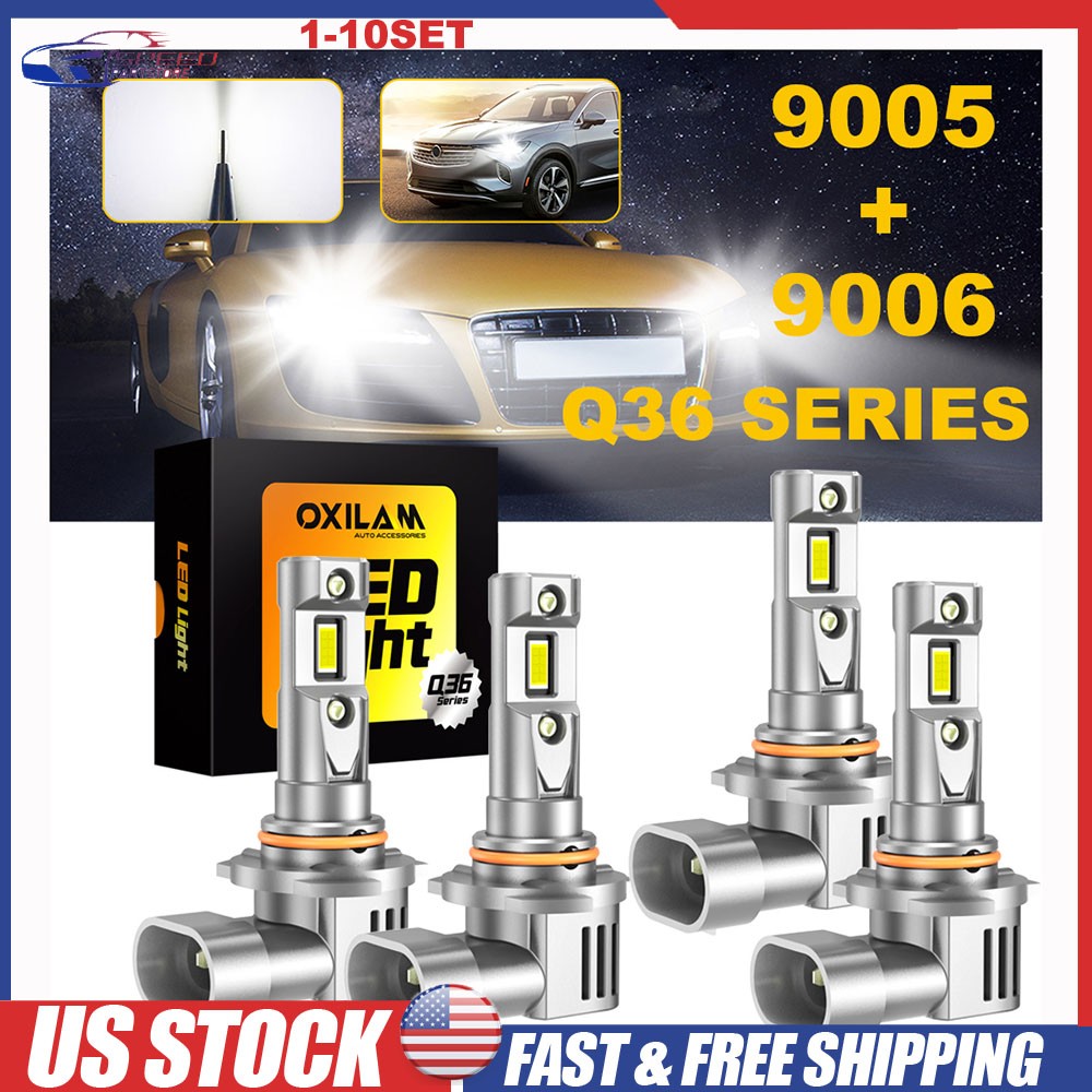OXILAM 9005 9006 Combo LED Headlight High Low Beam Bulbs 6500K White 200W 4-40X