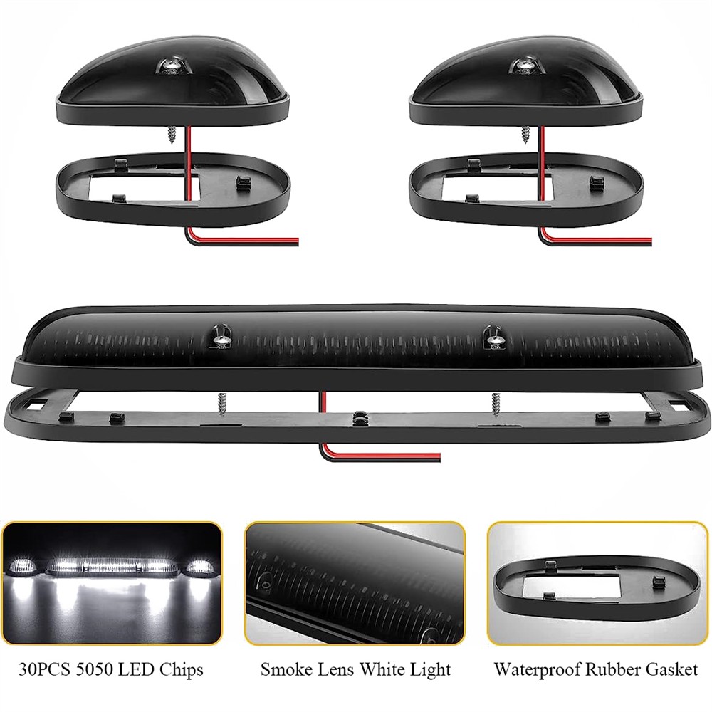 3PCS Fit Chevrolet Silverado 1500 2500 3500 Amber LED Cab Roof Marker Lights