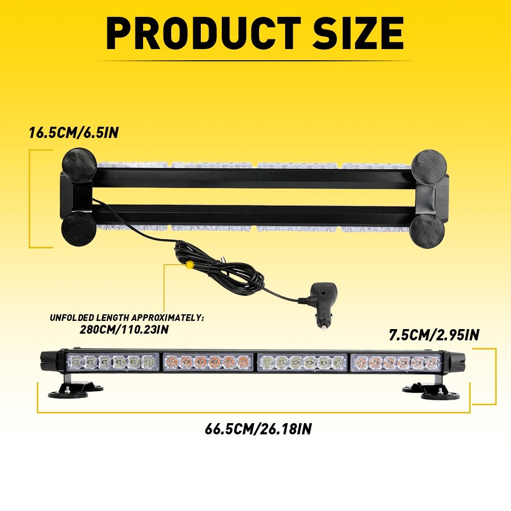 For Vehicles 12V DC AUXITO 26.5″ New Warning Strobe 54-LEDLight Bar EPO*