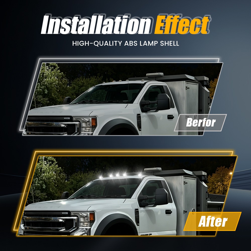 1-10 Set Cab Roof Marker Lamps White LED Clear For 2017-22 Ford F-350 Super Duty