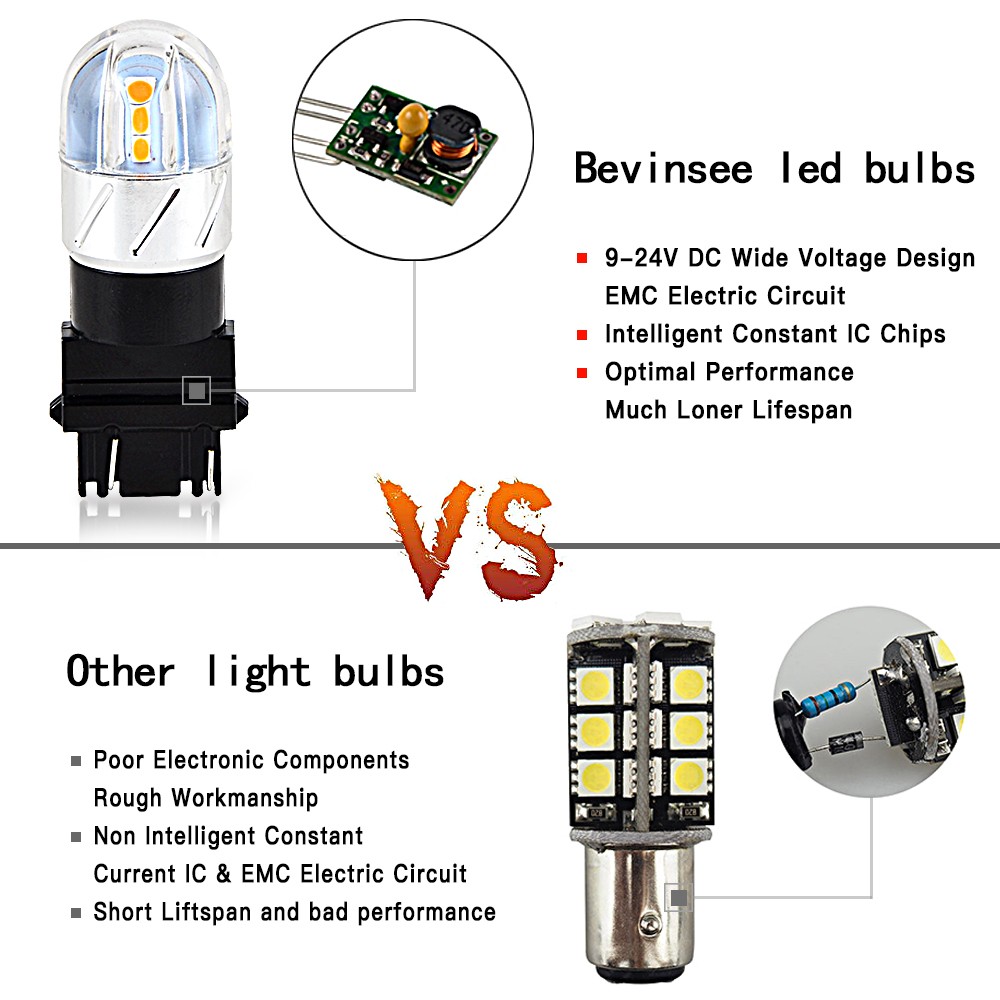 2x 3157 4114 4157 LED Parking Lights Turn Signal Lamps Bulbs 3000K Amber Yellow