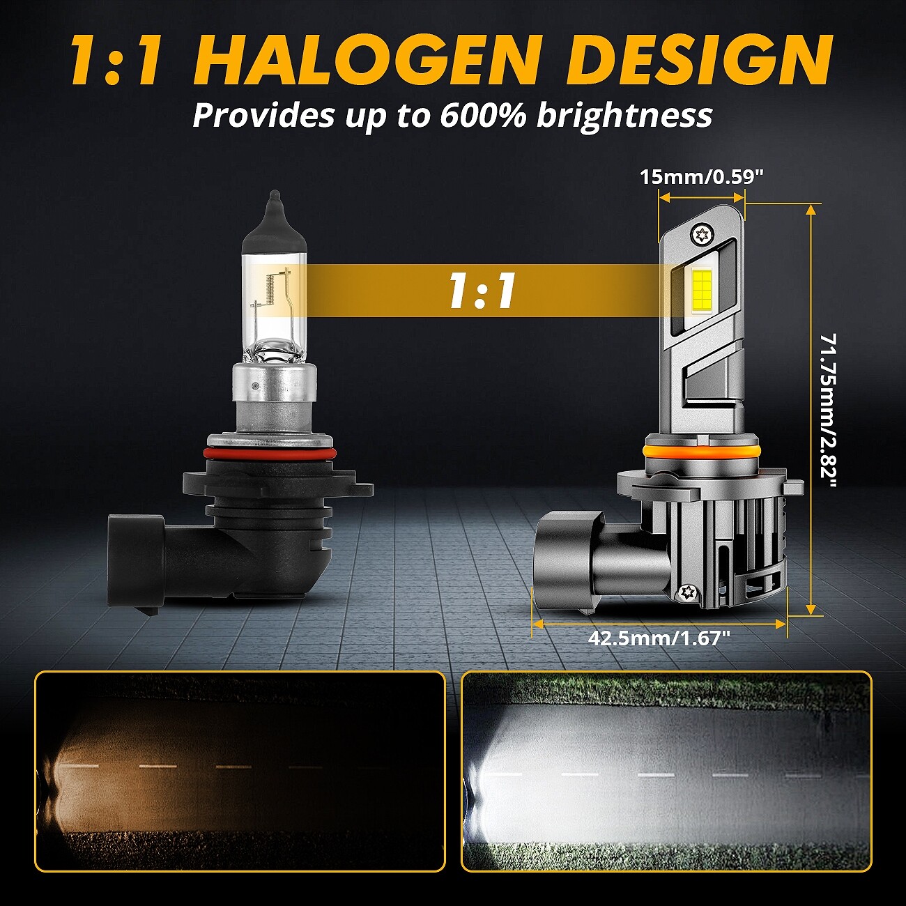 AUXBEAM 1:1 Canbus LED Headlight Hi/Lo Fog Bulb 6000K for GMC Yukon XL 2015-2020