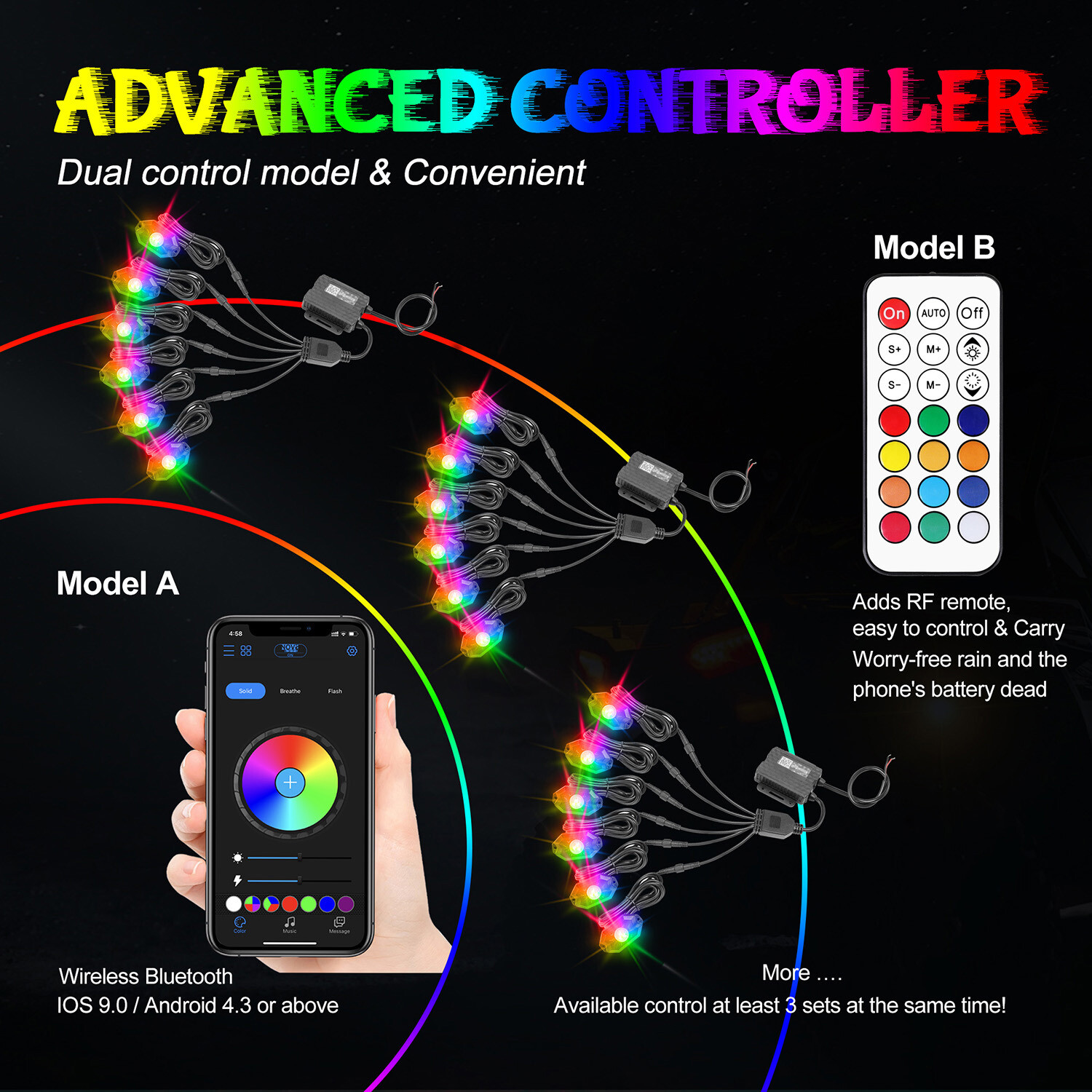 For Can-am Maverick X3 RGB LED Rock Lights 12 Pods Music APP Bluetooth Underbody