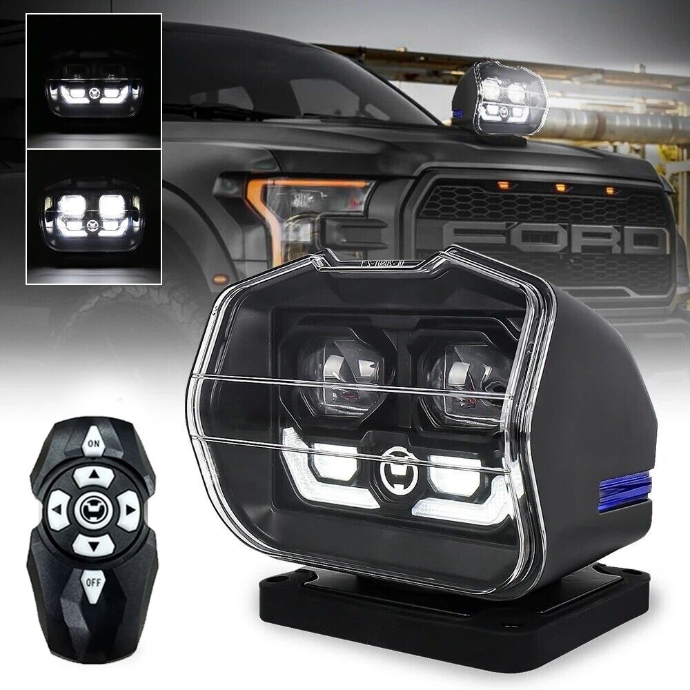 LED Search light Wireless 360° Remote Control Spotlight for Offroad Truck Marine