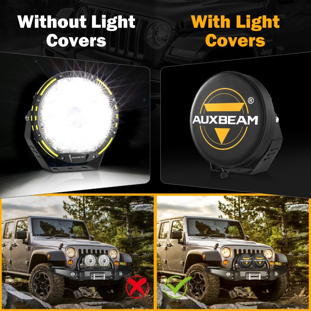 AUXBEAM 360-PRO Round 7″/ 9″ 720W LED Work Light Bar Offroad Driving w/ Covers