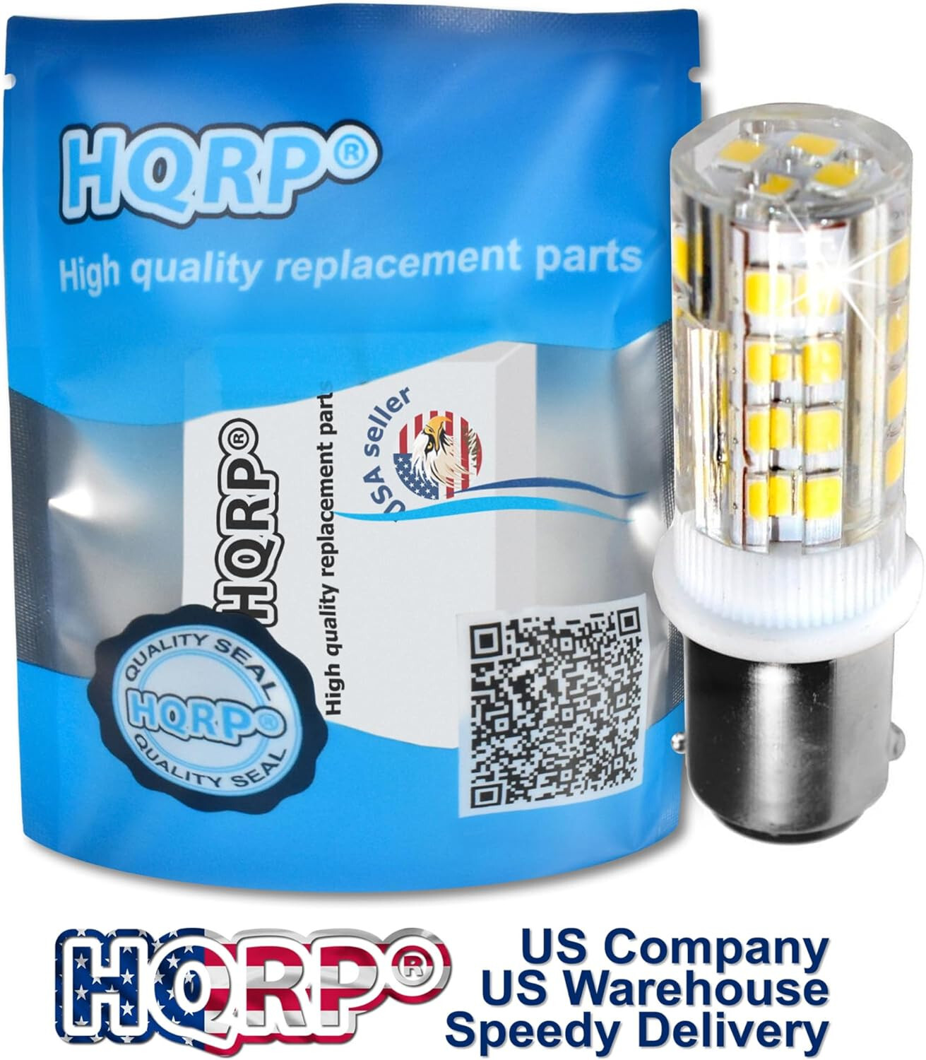 2-Pack HQRP 12V-24V DC BA15d Double Contact LED Bulb Replacement 1130 1176 1142