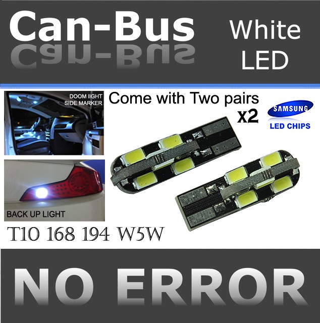 4pc T10 Canbus Samsung 12LED Chip White Plugin Front Side Marker Light Bulb V337