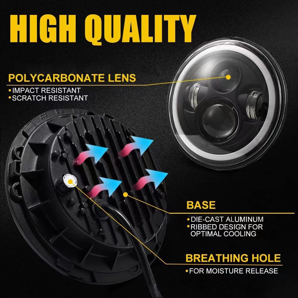 7″ Inch LED Headlights Round High Low Beam DRL fit 1970-1991 Mitsubishi Montero
