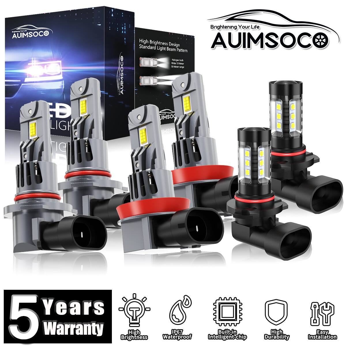 For Ford F-150 2015-2021 LED Headlight Kit Bulbs Super Bright 72000LM Cool White
