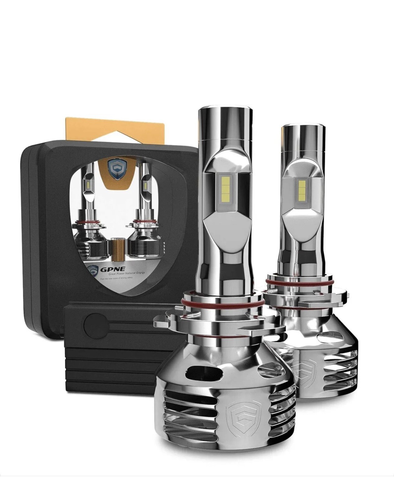 GPNE 9005/HB3 6000K Cool White LED Headlight Bulbs IP68 Waterproof 76W 16000LM
