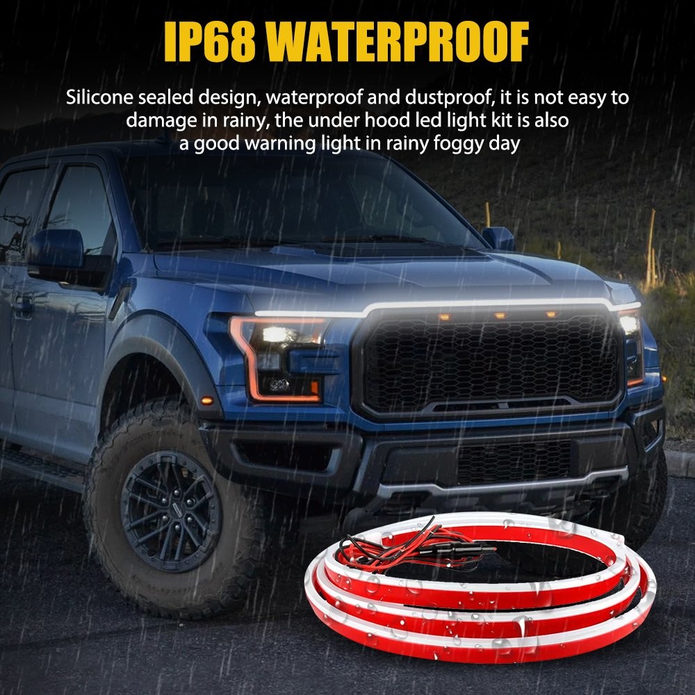 Fit SUV Truck Van Jeep 71“ Scan Start Up Dynamic Car LED Hood Strip Light DRL