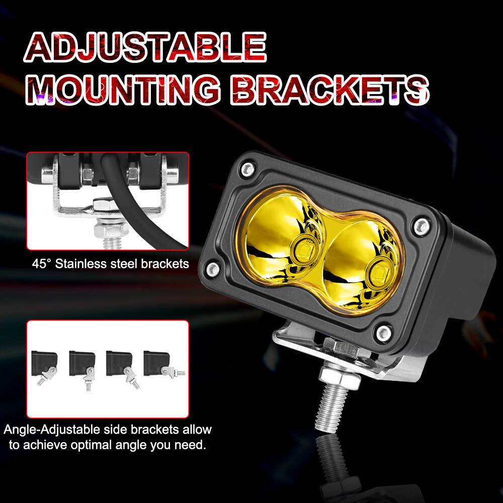 2x 3″Inch Driving Lights Amber Spot Off Road LED Cube Pods Bumper Work Light Bar